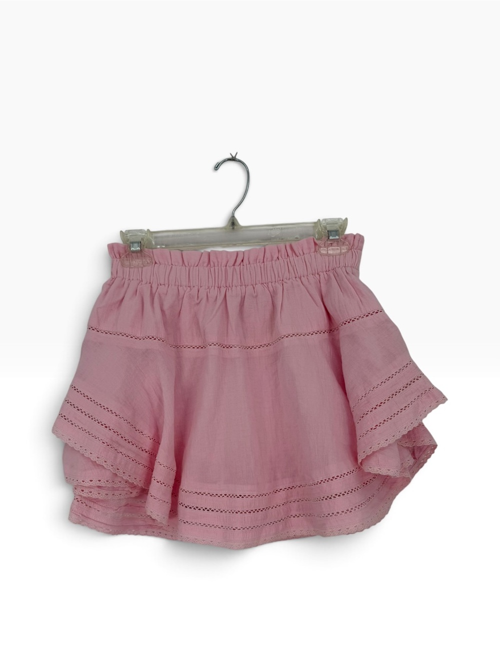 Day + Moon Women's Pink Eyelet Ruffle Skort with Elastic Waist Phi Mu Pink